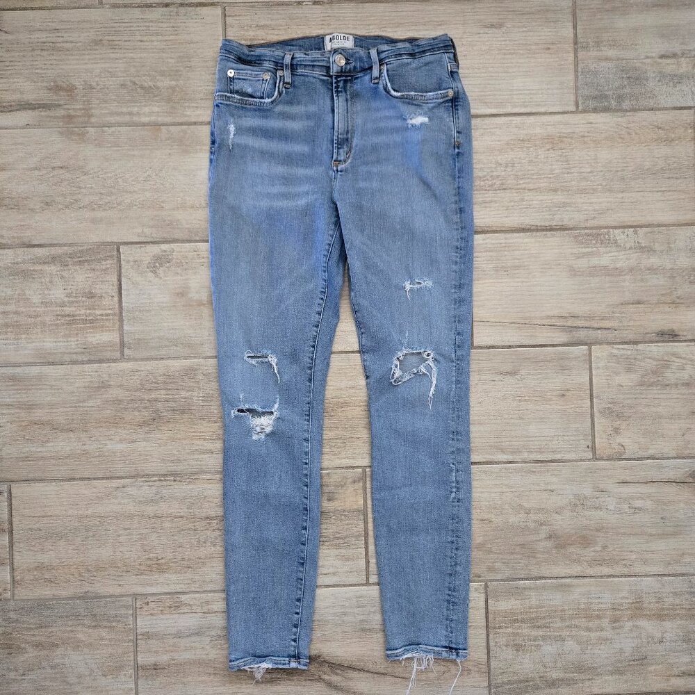 Agolde Sophie Distressed Skinny Jeans Women's Stretch Denim Everyday Holes 30